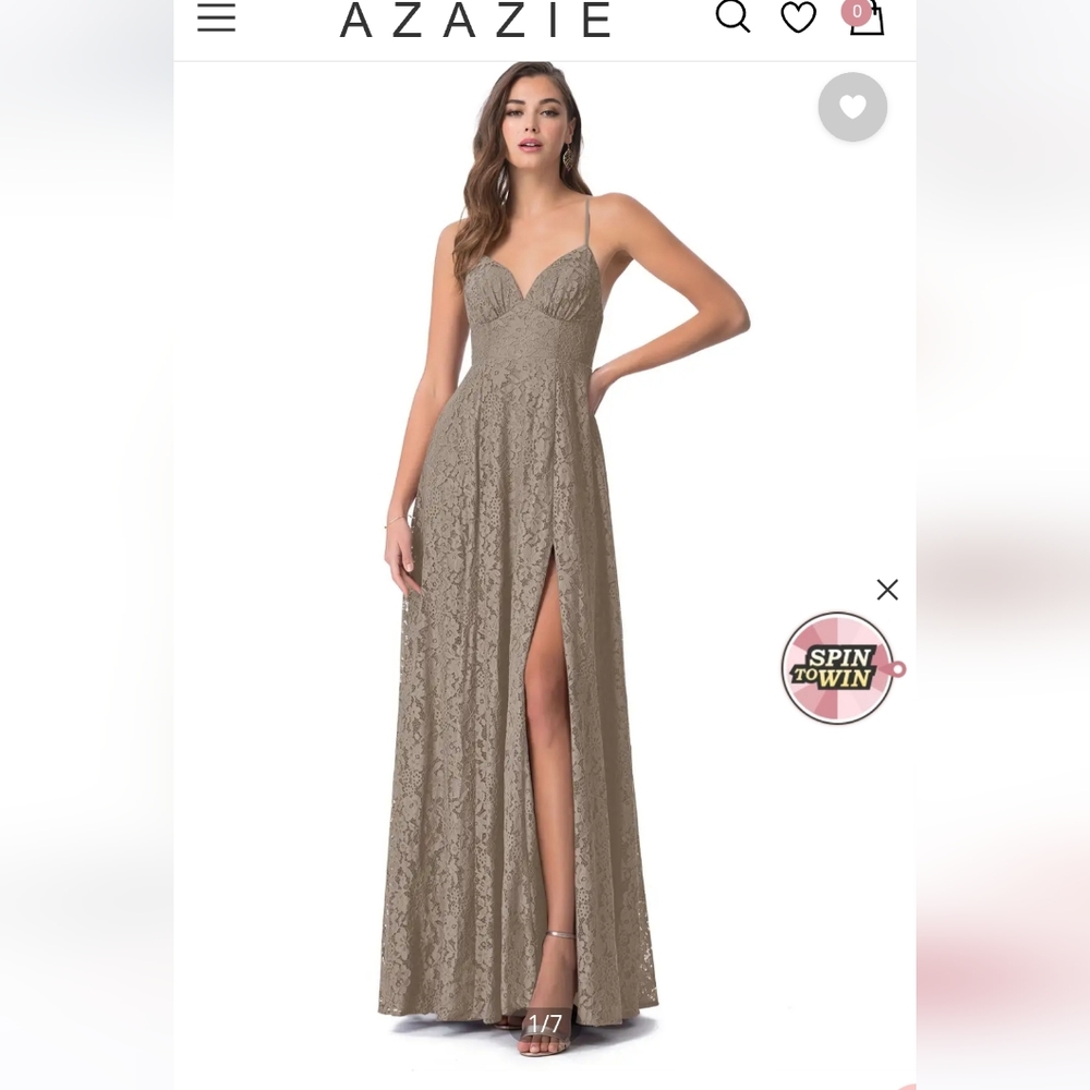 Azazie bridesmaid dress taupe color.